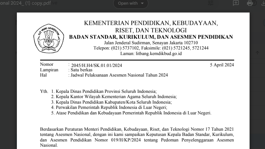 Jadwal Asesmen Nasional