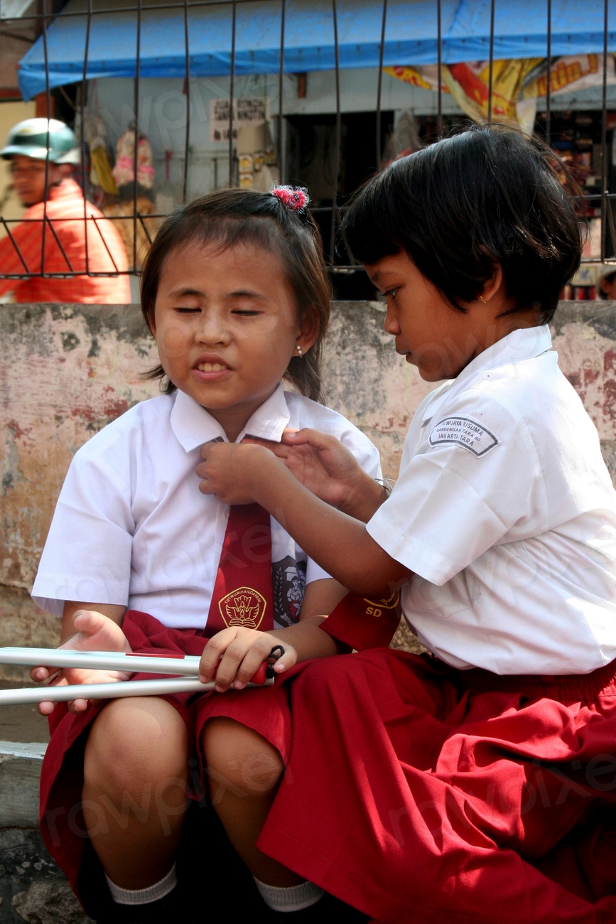 Children in their uniform outside