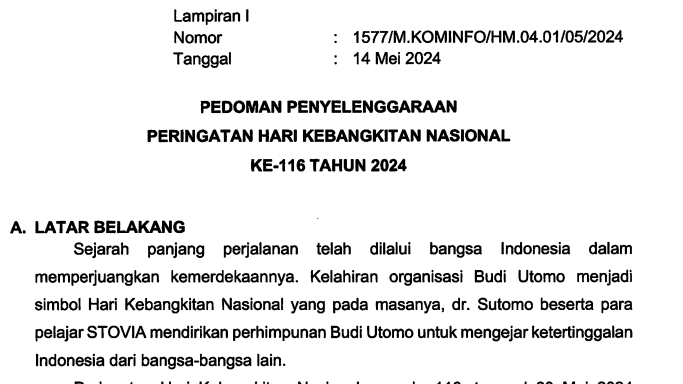 Pedoman Peringatan hari kebangkitan nasional