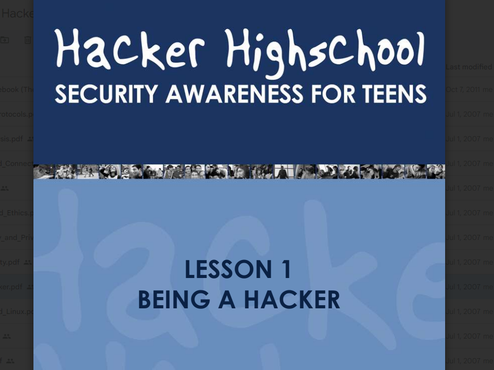Hacker Highschool Security Awareness