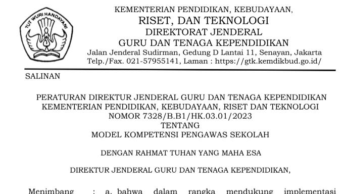 Model Kompetensi Pengawas Sekolah