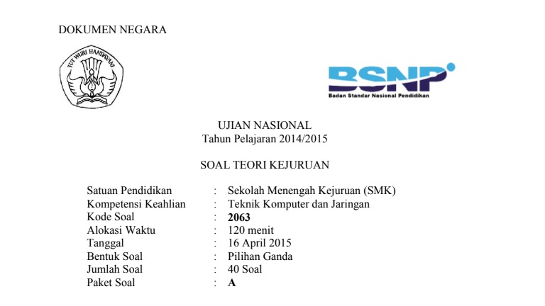 Soal Ujian Nasional
